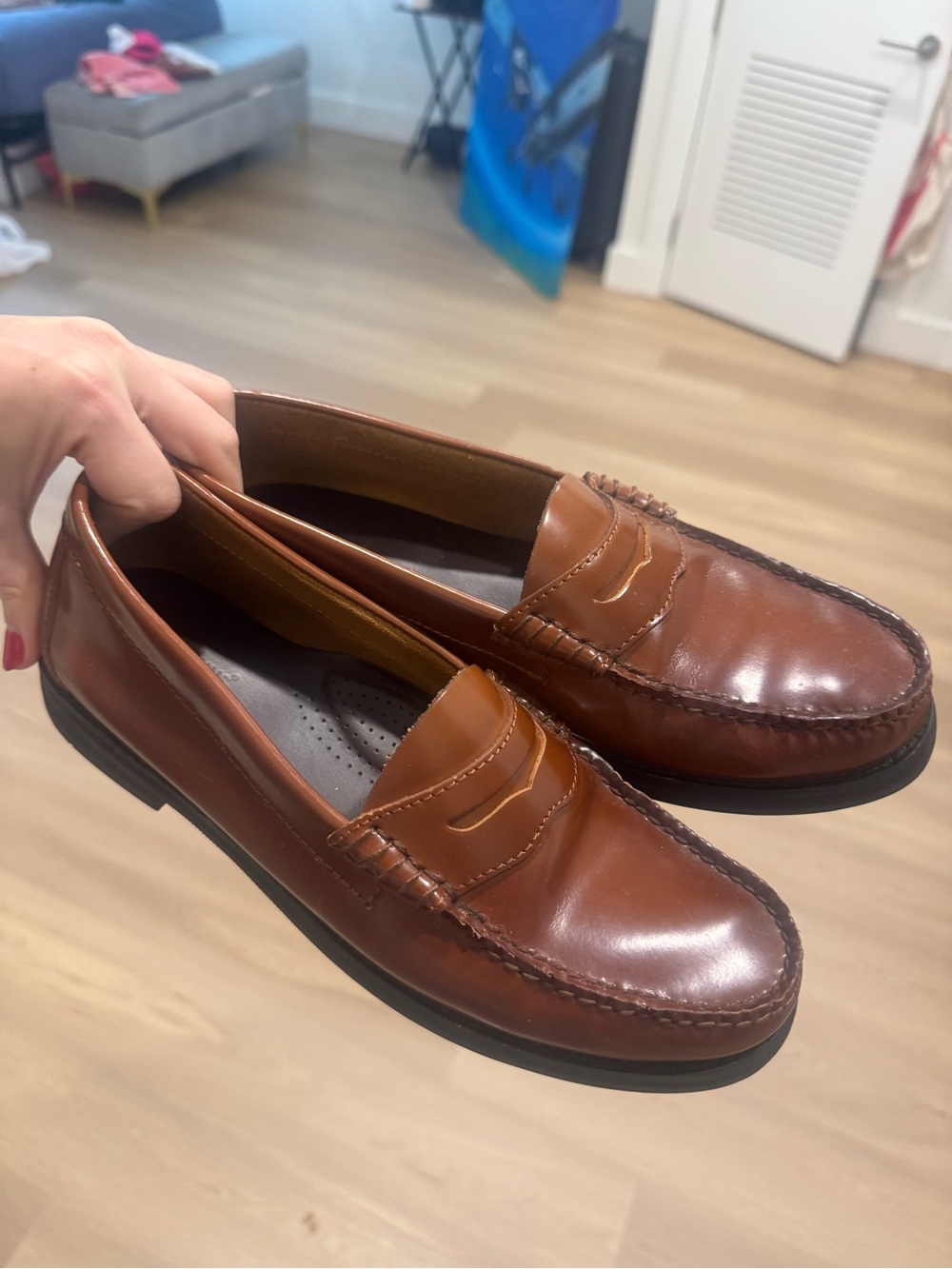 Women's Brown Leather Penny Loafers